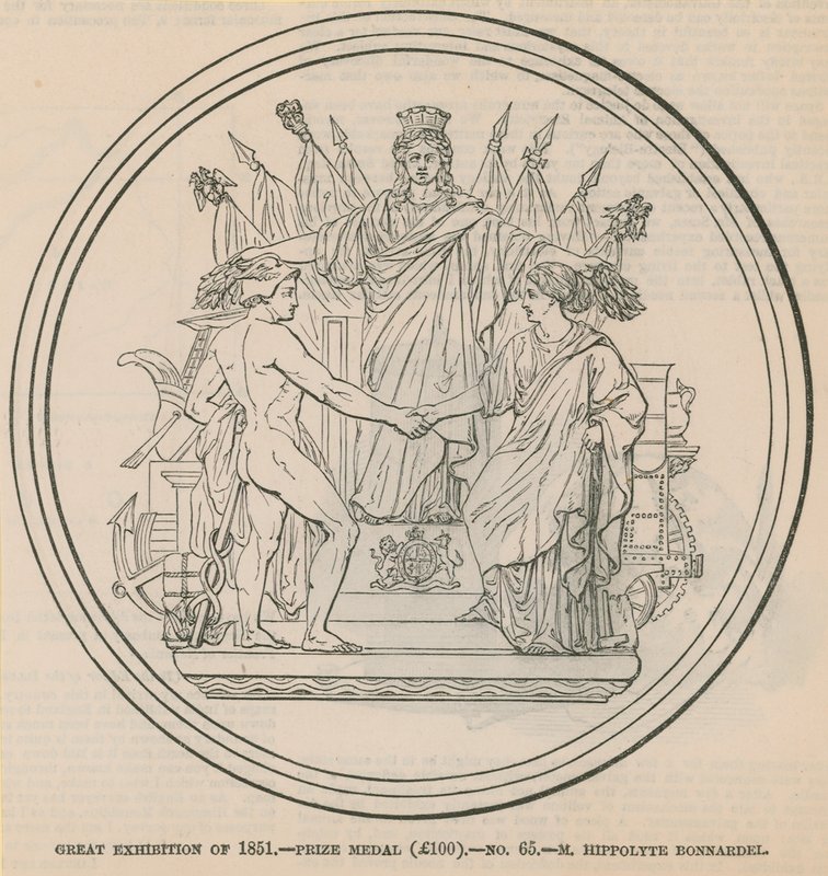 Grote Tentoonstelling van 1851 - prijsmedaille (£100), toegekend aan M. Hippolyte Bonnardel door English School