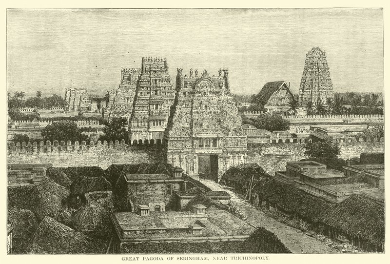 Grote pagode van Seringham, nabij Trichinopoly door English School