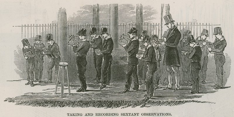 Greenwich Royal Hospital Schools; Het nemen en registreren van sextantwaarnemingen door English School