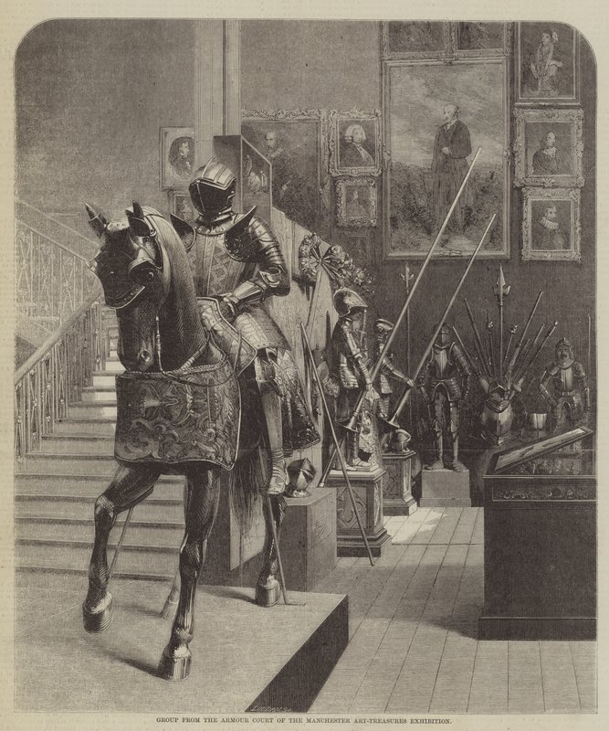 Groep uit de Wapenhal van de Manchester Kunstschatten Tentoonstelling door English School