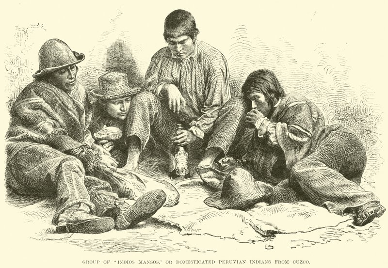 Groep Indios Mansos, of gedomesticeerde Peruaanse indianen uit Cuzco door English School