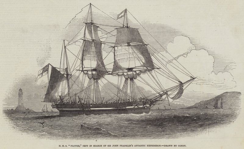 HMS "Plover," gestuurd om de Arctische Expeditie van Sir John Franklin te Zoeken door English School