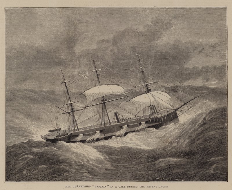 HM Torenschip "Captain" in een Storm tijdens de Recente Cruise door English School