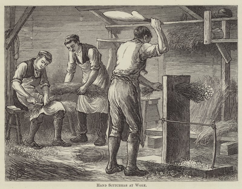 Hand Scutchers aan het Werk door English School