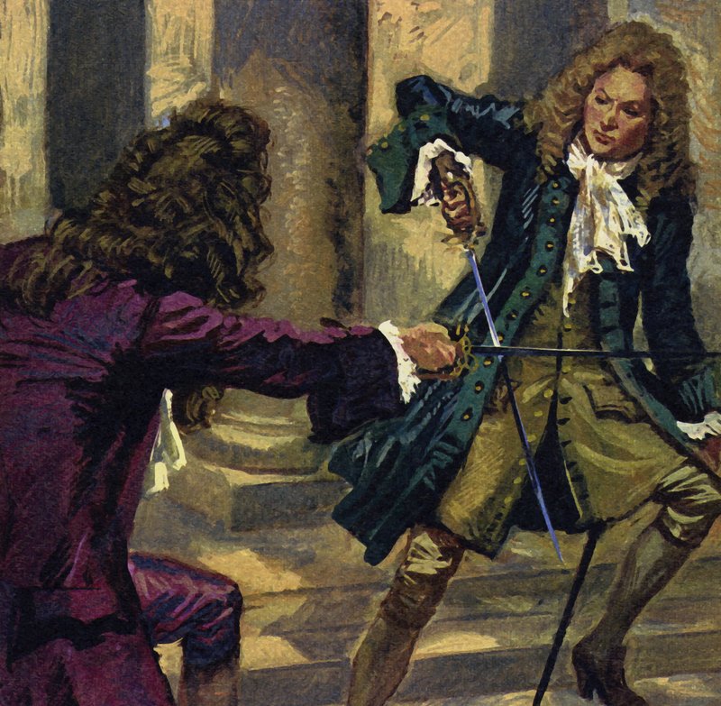 Handel en een componist en zanger genaamd Mattheson vochten een duel met zwaarden uit door English School