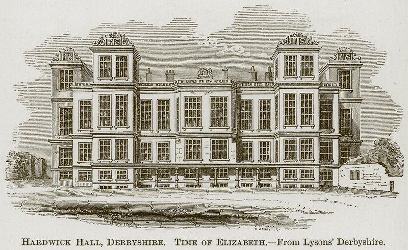 Hardwick Hall, Derbyshire, illustratie uit De Omvattende Geschiedenis van Engeland door English School