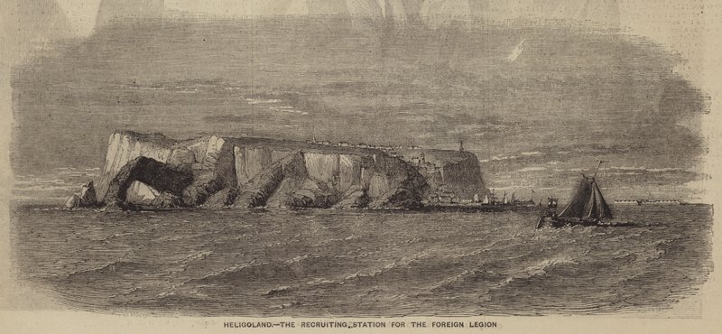 Helgoland, het wervingsstation voor het Vreemdelingenlegioen (gravure) door English School