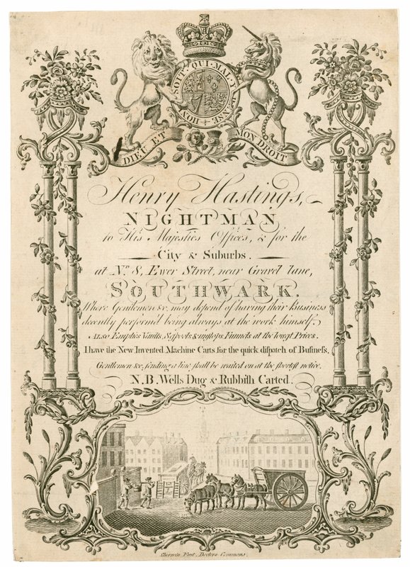 Henry Hastings, nachtwaker, handelskaart door English School
