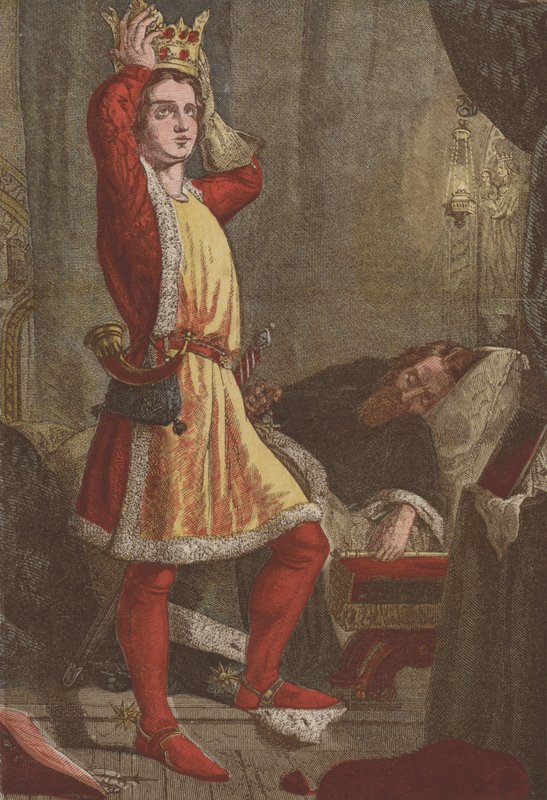 Hendrik, Prins van Wales, de toekomstige Koning Hendrik V, probeert de kroon van zijn vader door English School