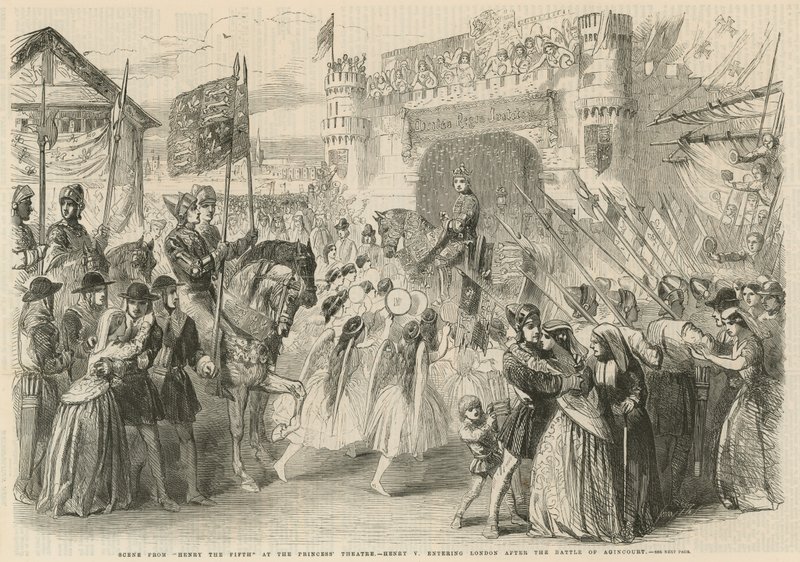 Henry V betreedt Londen na de Slag bij Agincourt door English School