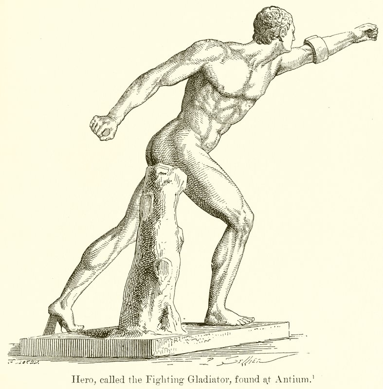 Held, genaamd de Vechtende Gladiator, gevonden in Antium door English School