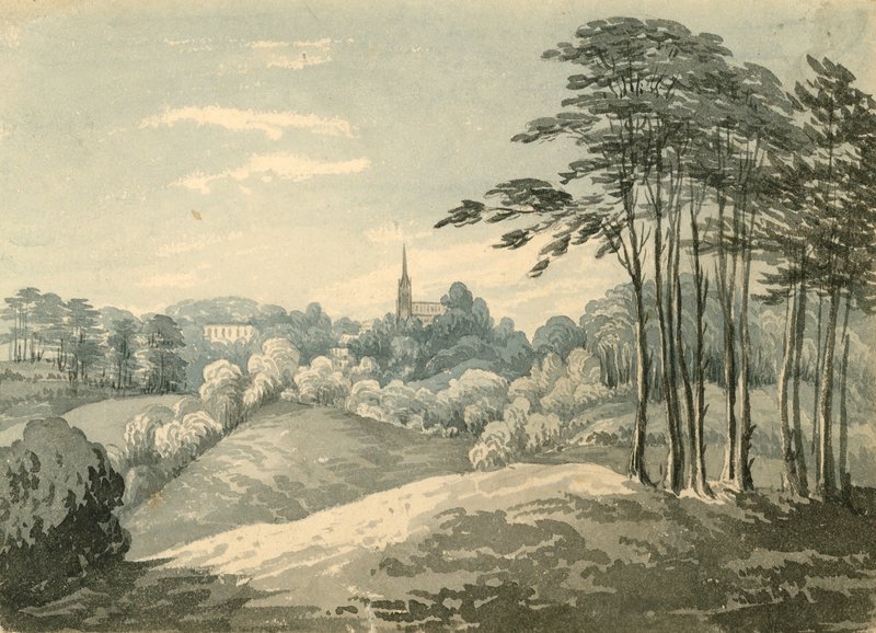 Highgate Kerk, Londen, vanaf Hampstead Heath door English School