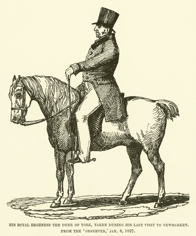Zijne Koninklijke Hoogheid de Hertog van York, genomen tijdens zijn laatste bezoek aan Newmarket, uit de Observer, 8 januari 1827 door English School