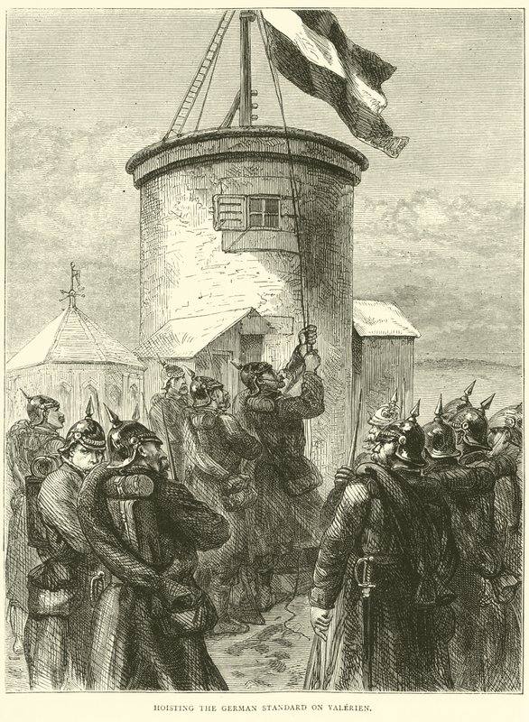Het hijsen van de Duitse vlag op Valerien, maart 1871 door English School