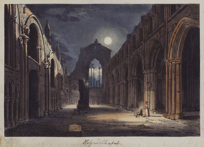 Holyrood Chapel, Edinburgh (gekleurde gravure) door English School