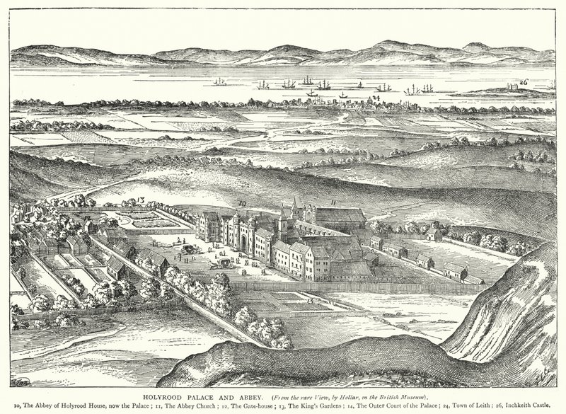 Holyrood Paleis en Abdij (gravure) door English School