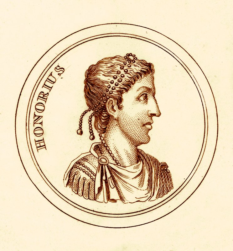 Honorius, illustratie uit Het Universele Historische Woordenboek door George Crabb, gepubliceerd 1825 door English School