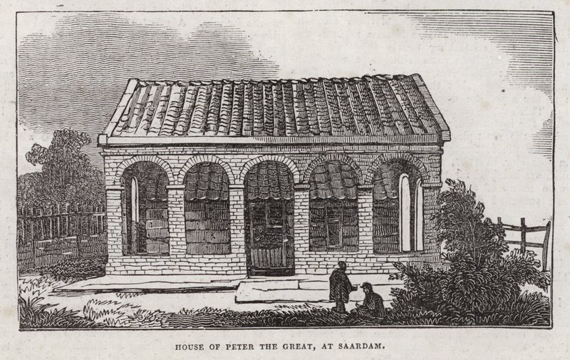 Huis van Peter de Grote, Saardam (gravure) door English School
