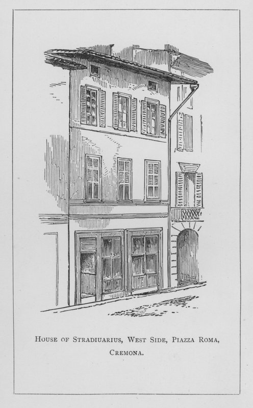 Huis van Stradivarius, Westzijde, Piazza Roma, Cremona (gravure) door English School