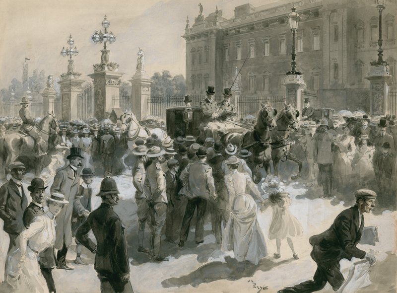 Ziekte van Koning Edward VII, de dokters verlaten het Paleis, juni 1902 door English School