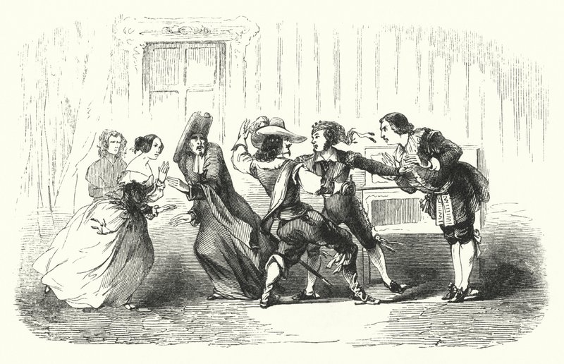 Illustratie voor De Barbier van Sevilla door Rossini (gravure) door English School