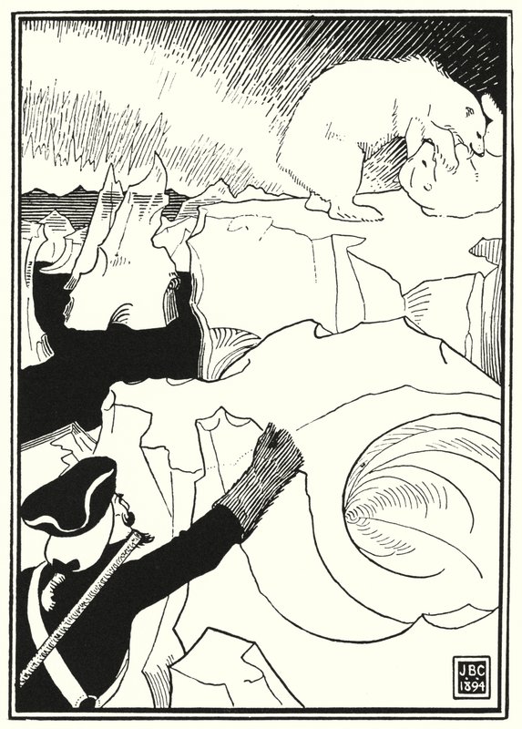Illustratie voor de Avonturen van Baron Munchausen (gravure) door English School