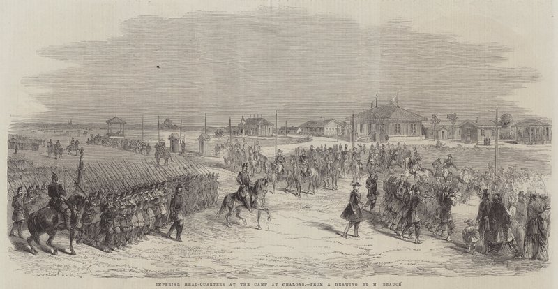 Keizerlijk Hoofdkwartier in het Kamp bij Chalons (gravure) door English School