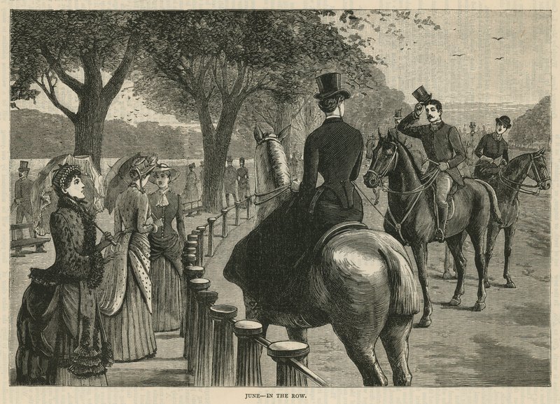 In de rij; Rotten Row, Hyde Park, Londen door English School