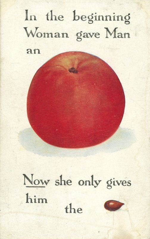 In het begin gaf de vrouw de man een appel. Nu geeft ze hem alleen nog maar de pit door English School
