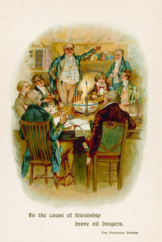 In de naam van vriendschap trotseer alle gevaren. The Pickwick Papers door English School