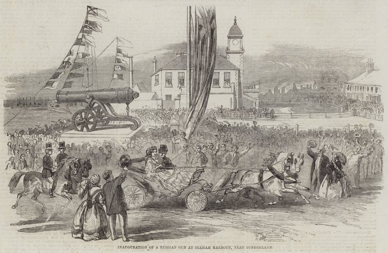 Inhuldiging van een Russisch Kanon in Seaham Harbour, nabij Sunderland door English School