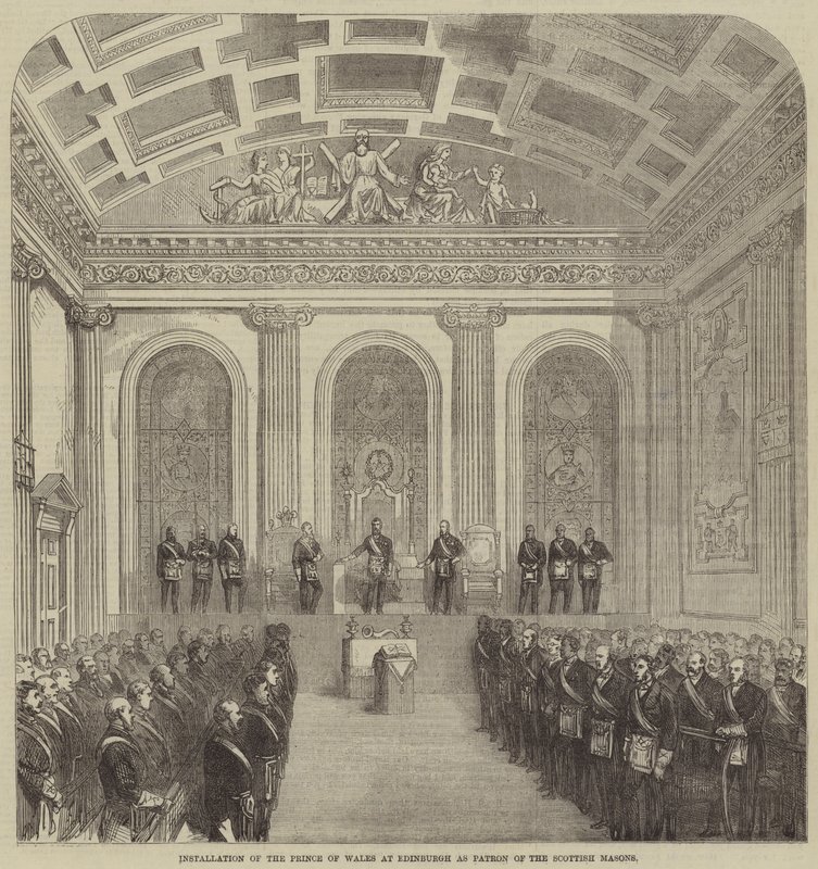 Installatie van de Prins van Wales in Edinburgh als beschermheer van de Schotse Vrijmetselaars door English School