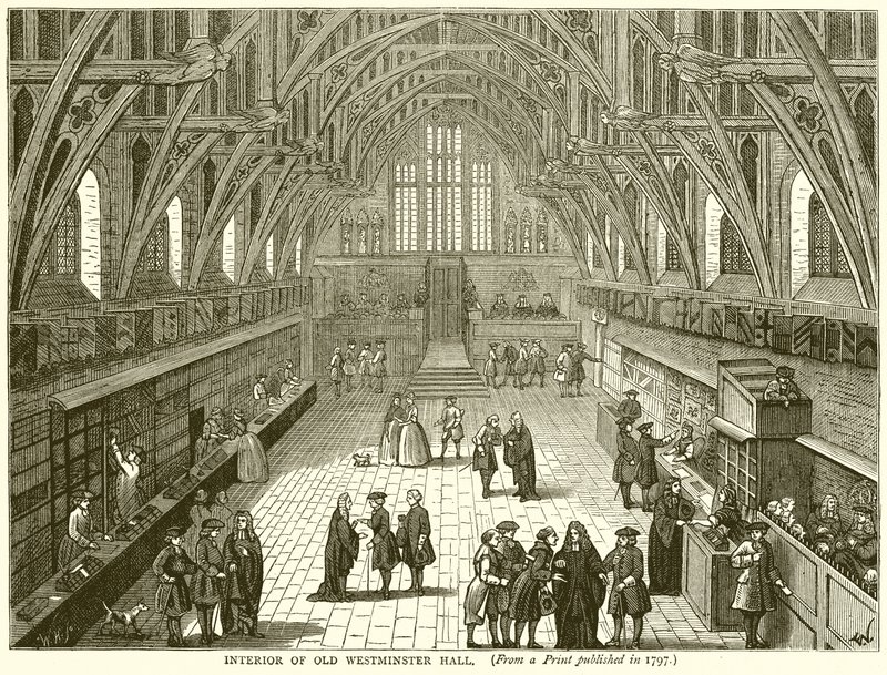 Interieur van de Oude Westminster Hall door English School