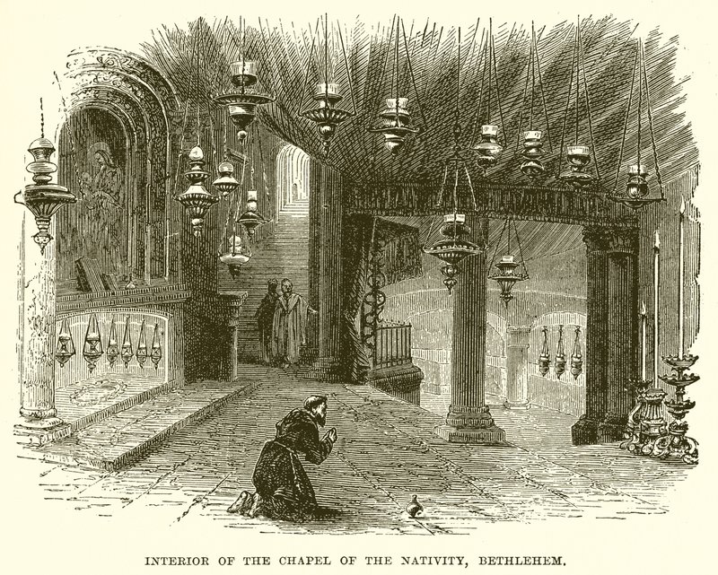 Interieur van de Kapel van de Geboorte, Bethlehem door English School