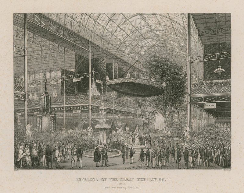 Interieur van de Grote Tentoonstelling, Grote Staatsopening, 1 mei 1851 door English School