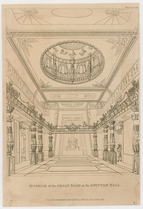 Interieur van de Grote Kamer in de Egyptische Hal, Piccadilly door English School