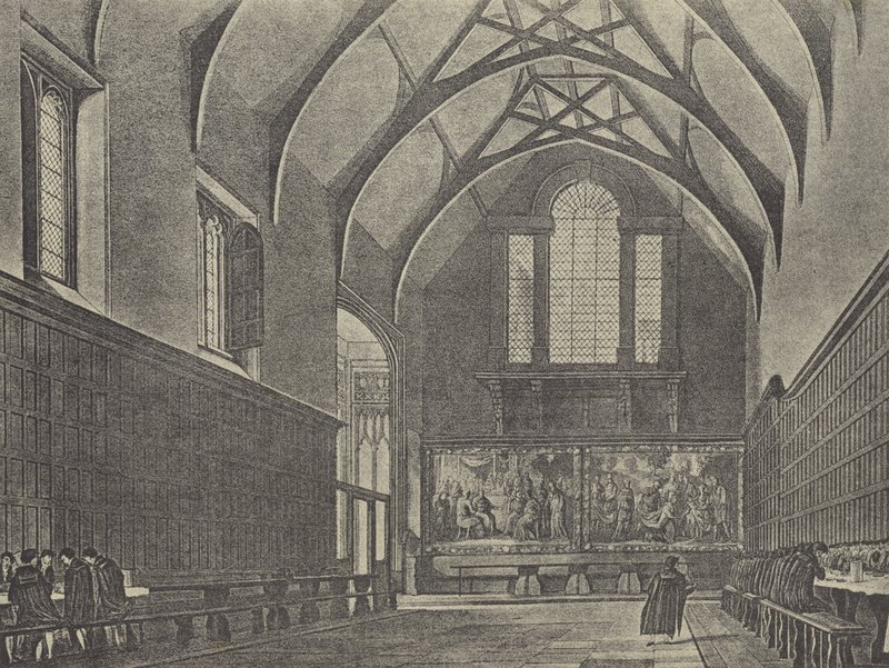 Interieur van de hal, 1816 (gravure) door English School