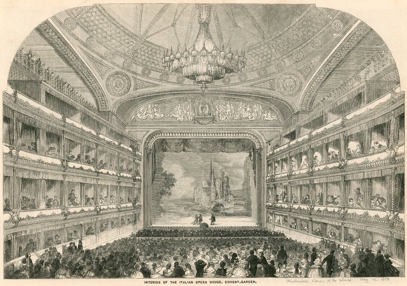 Interieur van het Italiaanse Operahuis, Covent Garden, Londen door English School