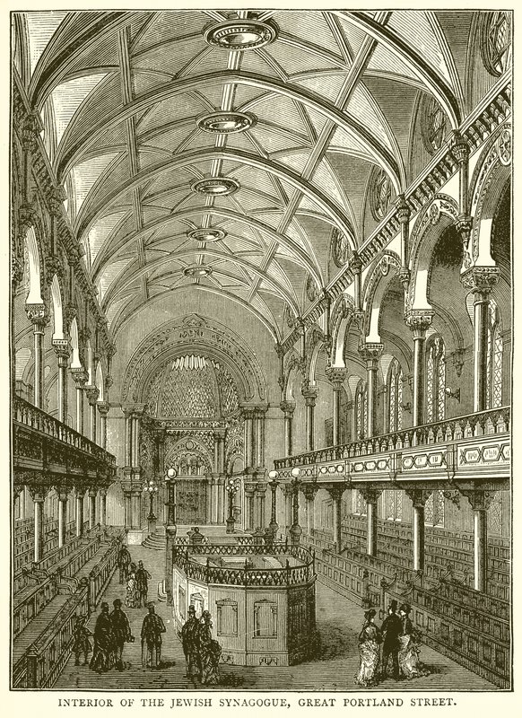 Interieur van de Joodse Synagoge, Great Portland Street door English School