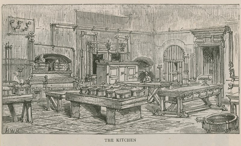 Interieur van de keuken van Chelsea Hospital door English School