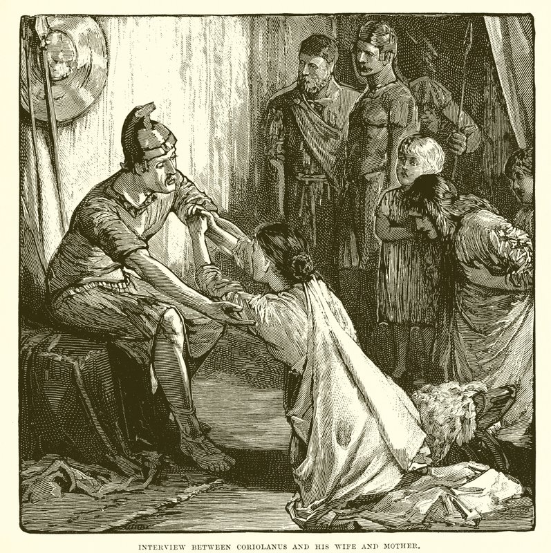 Gesprek tussen Coriolanus en zijn vrouw en moeder door English School