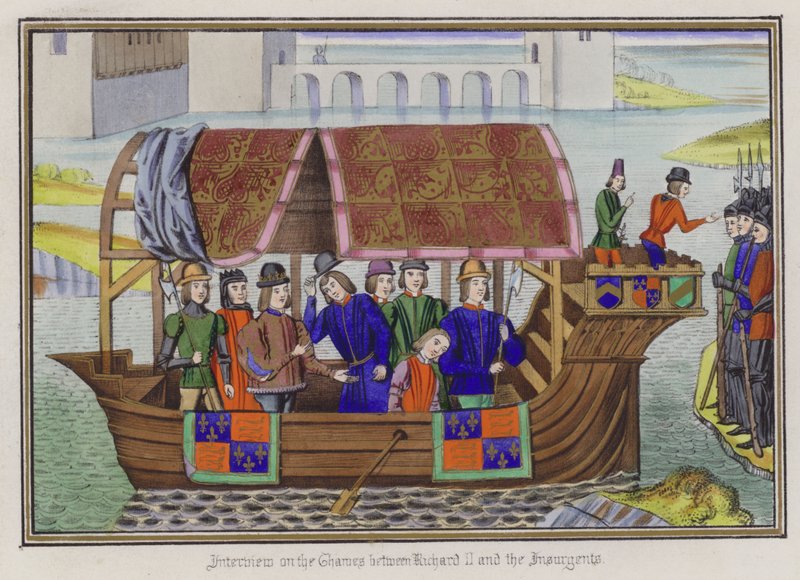 Interview op de Theems tussen koning Richard II en de opstandelingen door English School