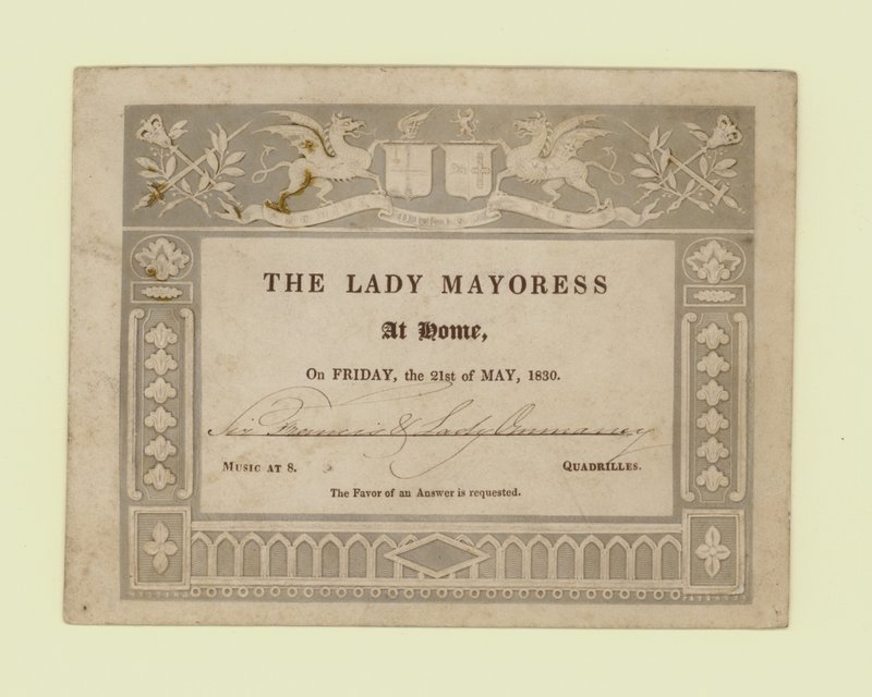 Uitnodiging van de Lady Mayoress, Thuis, 21 mei 1830 door English School
