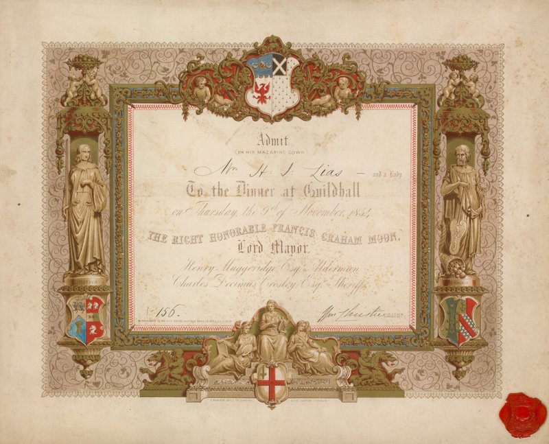 Uitnodiging voor een banket in de Guildhall, Londen, op 9 november 1854 door English School