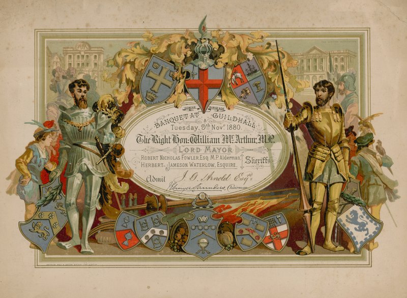 Uitnodiging voor een banket in de Guildhall, Londen, op 9 november 1880 door English School
