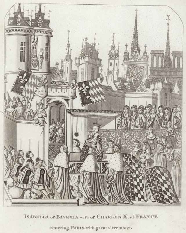 Isabella van Beieren, Vrouw van Karel K. van Frankrijk, komt Parijs binnen met Grote Ceremonie door English School