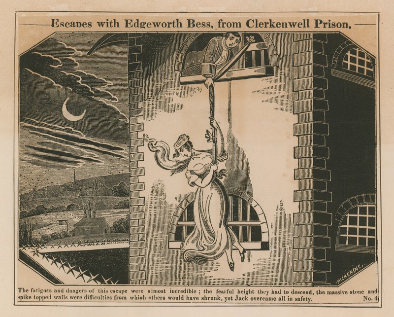 Jack Sheppard ontsnapt met Edgeworth Bess uit de Clerkenwell Prison door English School