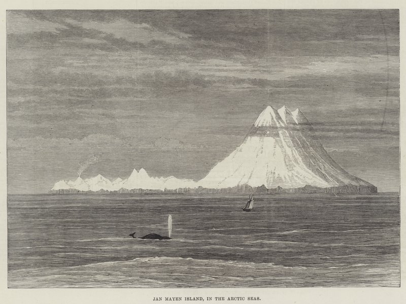 Jan Mayen-eiland, in de Arctische Zeeën (gravure) door English School