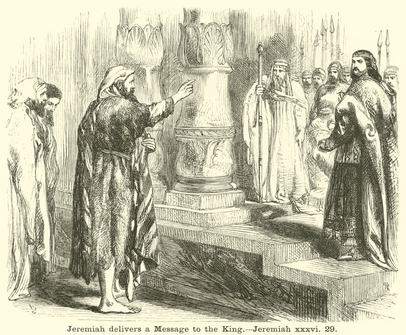 Jeremia geeft een boodschap aan de koning, Jeremia, xxxvi, 29 door English School