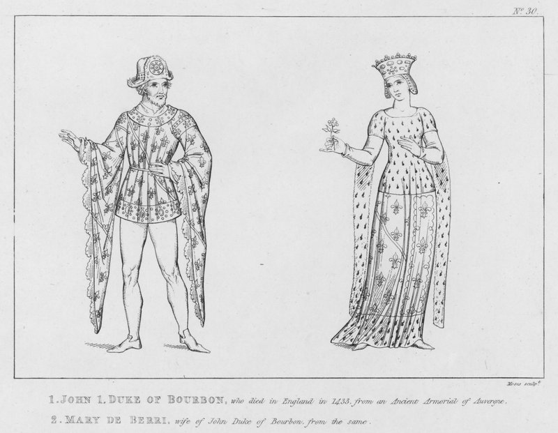 Jan I, Hertog van Bourbon, Mary de Berri (gravure) door English School